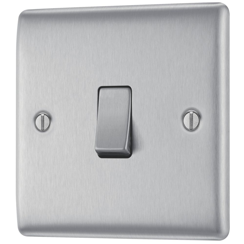 British General Nexus Metal 10AX 1-Gang Intermediate Switch Brushed Stainless Steel
