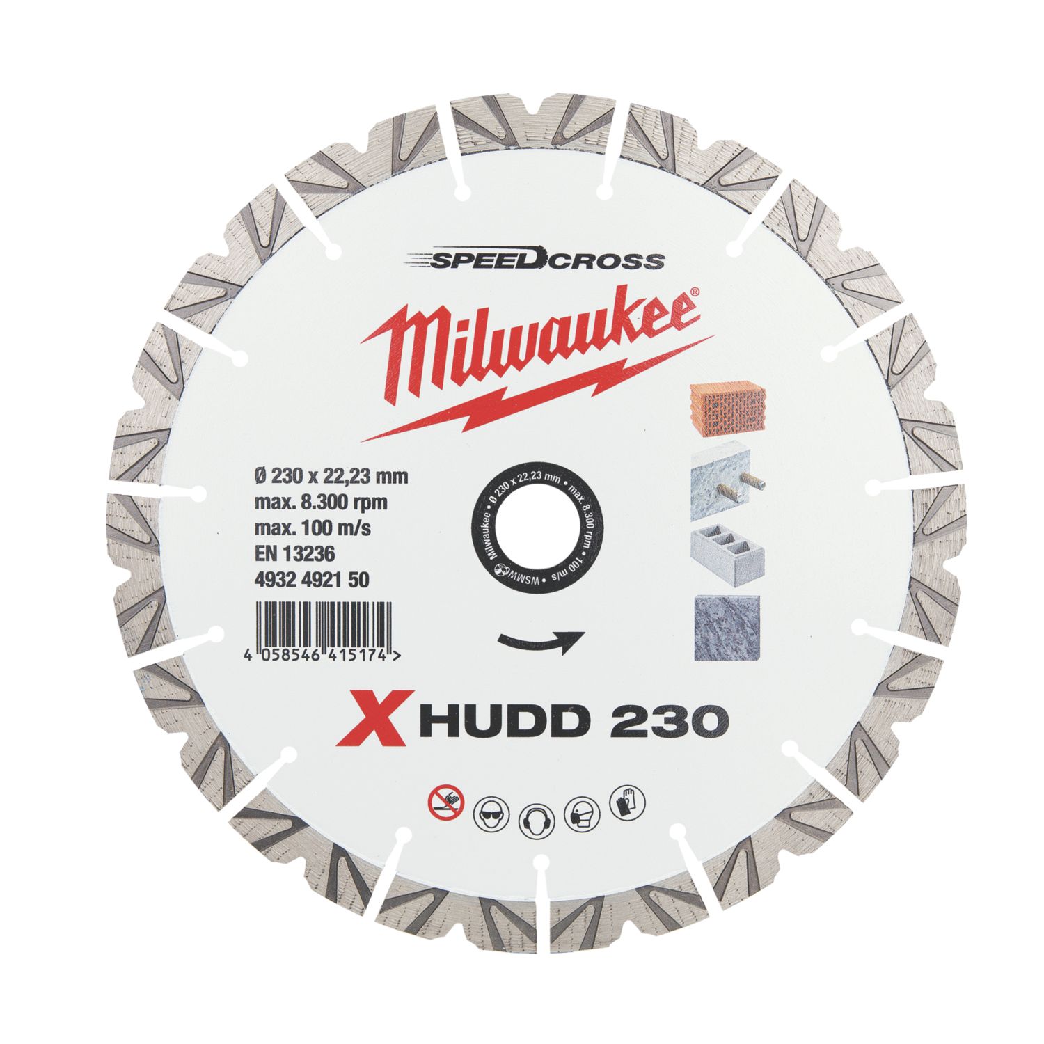 Milwaukee Premium Speedcross XHUDD Multi-Material Diamond Blade 230mm x 22.23mm (367GE)