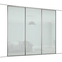 Spacepro Classic 3-Door Sliding Wardrobe Door Kit Silver Frame Arctic White Panel 2216 x 2260mm