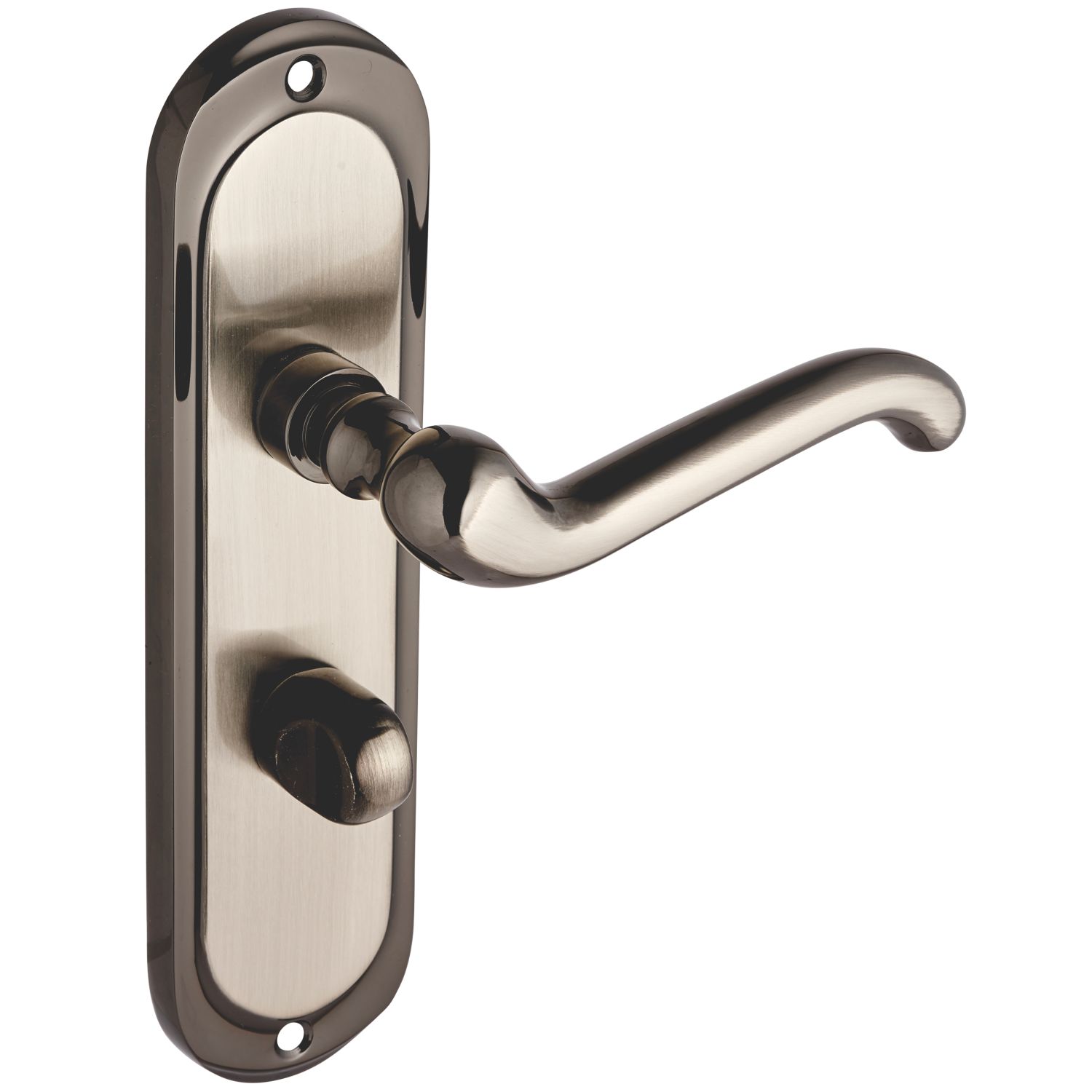 Smith & Locke Sandsend Fire Rated Long WC Door Handles Pair Satin / Black Nickel (367HY)