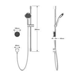 Mira Platinum Gravity-Pumped Rear-Fed Black/Chrome Thermostatic Wireless Digital Mixer Shower