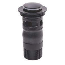 Top-Fix Slotted Push Button Basin Waste Matt Black 60mm