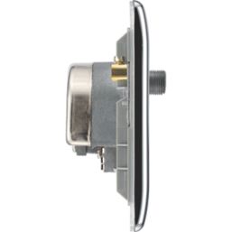 British General Nexus Metal 4-Gang Quadruplex TV Socket Polished Chrome