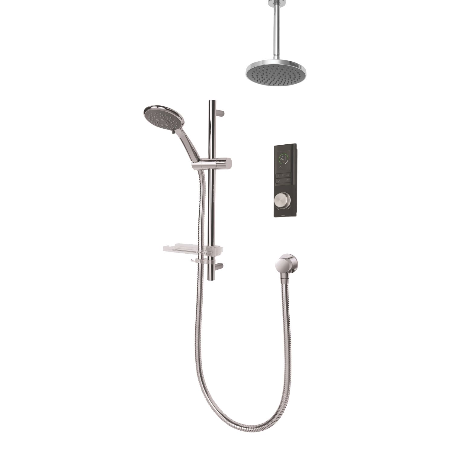 Triton H2ome Gravity-Pumped Ceiling & Rear Fed Dual Outlet Black Thermostatic Digital Mixer Shower (3684X)