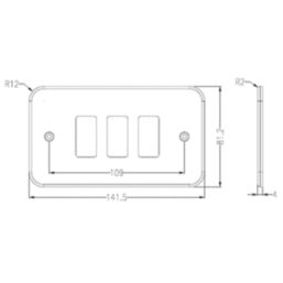 Knightsbridge  3-Module Grid Metal Clad Faceplate Black