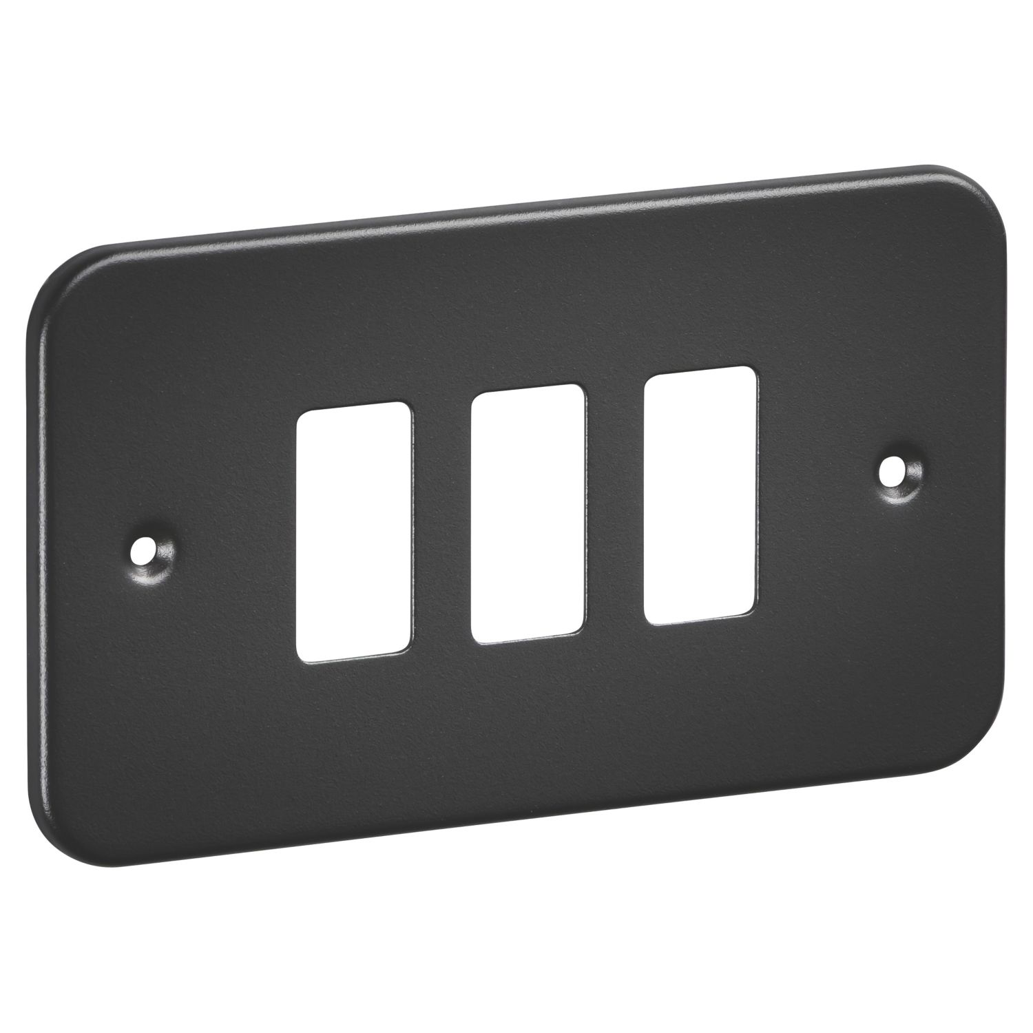 Knightsbridge 3-Module Grid Metal Clad Faceplate Black (368AM)