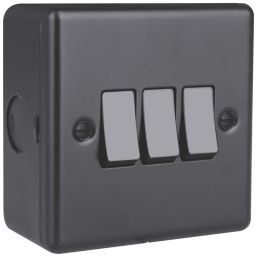 British General  20A 16AX 3-Gang 2-Way Metal Clad Light Switch