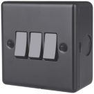 British General  20A 16AX 3-Gang 2-Way Metal Clad Light Switch