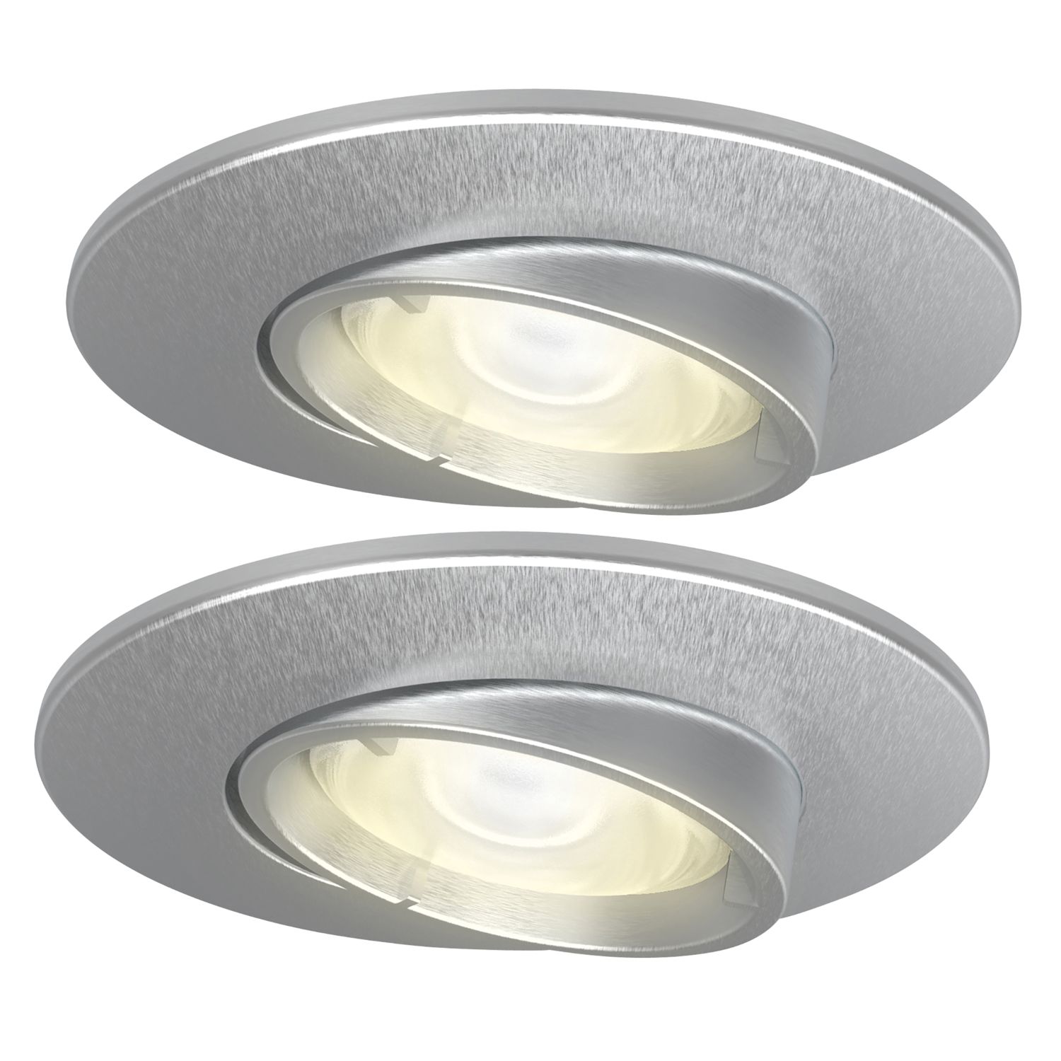4lite Tilt Fire Rated LED Smart Downlights Brushed Chrome 5W 440lm 2 Pack (368GG)