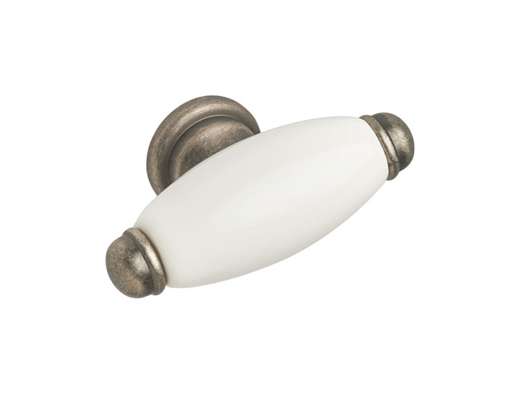Elite Knobs & Handles Hampstead Porcelain Knob Antique Pewter