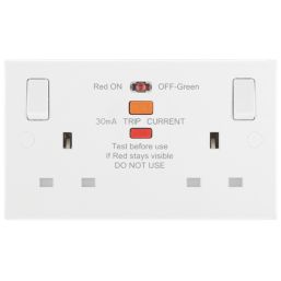 British General 900 Series  13A 2-Gang SP Switched Passive RCD Socket White