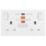 British General 900 Series  13A 2-Gang SP Switched Passive RCD Socket White