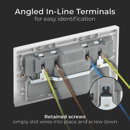 British General 900 Series  13A 2-Gang SP Switched Passive RCD Socket White