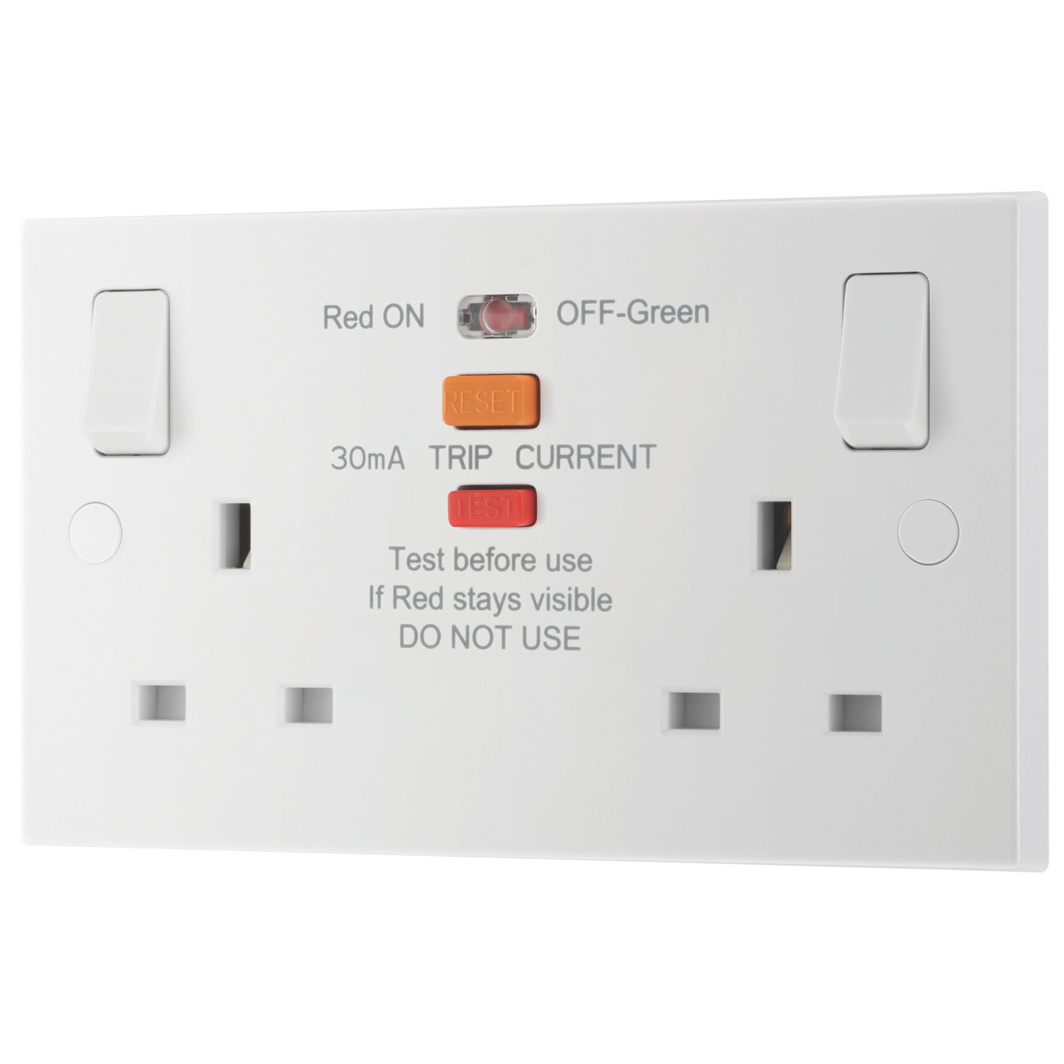 British General 900 Series 13A 2-Gang SP Switched Passive RCD Socket White (368PM)