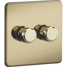 Knightsbridge  2-Gang 2-Way LED Intelligent Dimmer Switch  Polished Brass