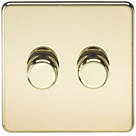 Knightsbridge  2-Gang 2-Way LED Intelligent Dimmer Switch  Polished Brass