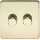Knightsbridge  2-Gang 2-Way LED Intelligent Dimmer Switch  Polished Brass