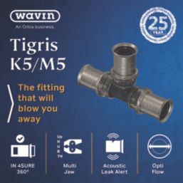 Wavin Tigris K5 Multi-Layer Composite Press-Fit Equal Tee 16mm 10 Pack