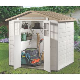 Shire Tuscany Evo 200  6' 6" x 5' 6" (Nominal) Apex Plastic Tool Store Ivory/Brown