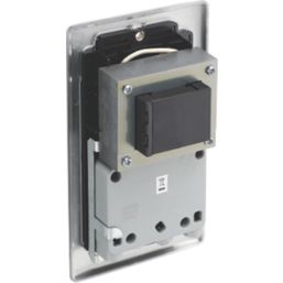 British General Nexus Metal 1-Gang Dual Voltage Shaver Socket 115/240V Brushed Steel with Black Inserts