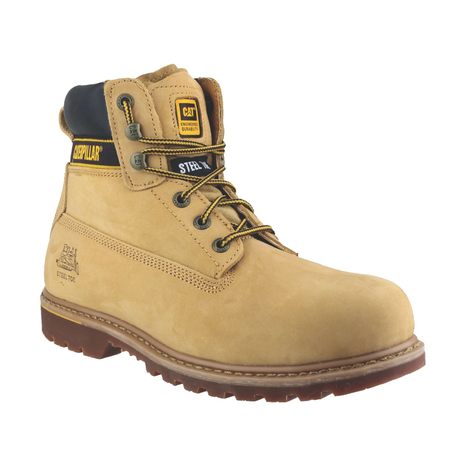CAT Holton S3 Size 7 Honey Water-Resistant Steel Toe Cap Safety Boots (368XK)