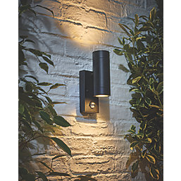 LAP Bronx Outdoor Up & Down Wall Light With PIR Sensor Black