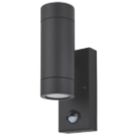 LAP Bronx Outdoor Up & Down Wall Light With PIR Sensor Black