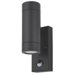 LAP Bronx Outdoor Up & Down Wall Light With PIR Sensor Black