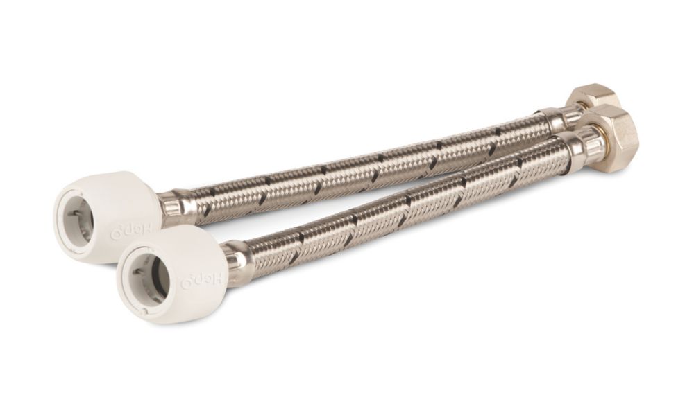 Hep2O Push-Fit Connection Flexible Tap Connectors 15mm x 3/4" x 500mm 2 Pack