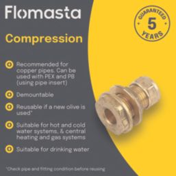 Flomasta  Brass Compression Tank Connector 22mm