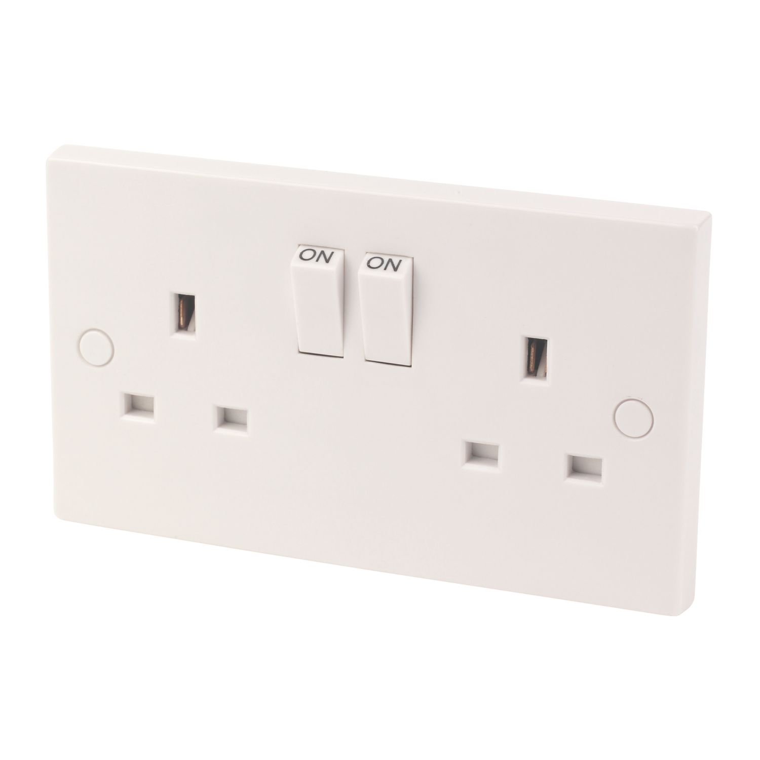 Essentials 13A 2-Gang DP Switched Plug Socket White (3699D)