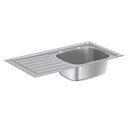 Armitage Shanks Stewart 1 Bowl LH Metallic Stainless Steel Inset Sink 925mm x 500mm