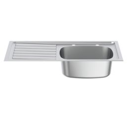 Armitage Shanks Stewart 1 Bowl LH Metallic Stainless Steel Inset Sink 925mm x 500mm