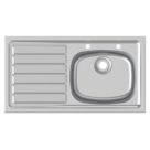 Armitage Shanks Stewart 1 Bowl LH Metallic Stainless Steel Inset Sink 925mm x 500mm