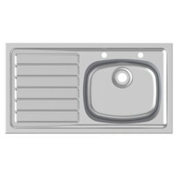 Armitage Shanks Stewart 1 Bowl LH Metallic Stainless Steel Inset Sink 925mm x 500mm