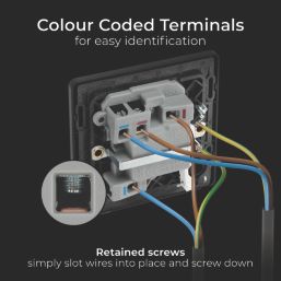 British General Evolve 13A Switched Fused Spur with LED Blue with Black Inserts