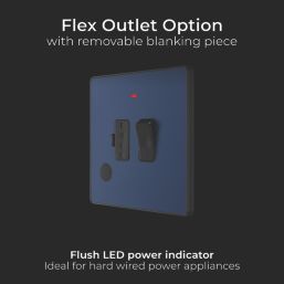 British General Evolve 13A Switched Fused Spur with LED Blue with Black Inserts