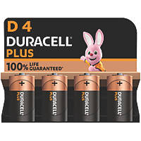 Duracell Plus D Alkaline Batteries 4 Pack