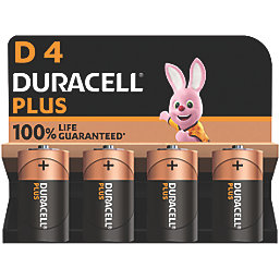 Duracell Plus D Alkaline Batteries 4 Pack