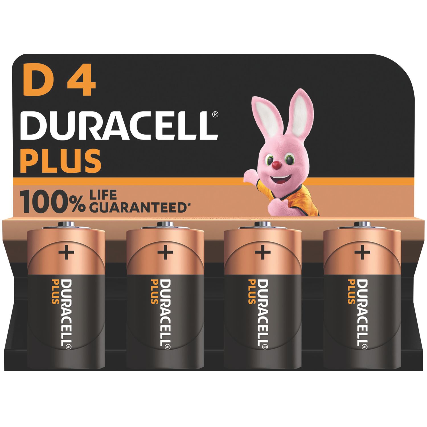 Duracell Plus D 1.5V Alkaline Batteries 4 Pack (369RP)