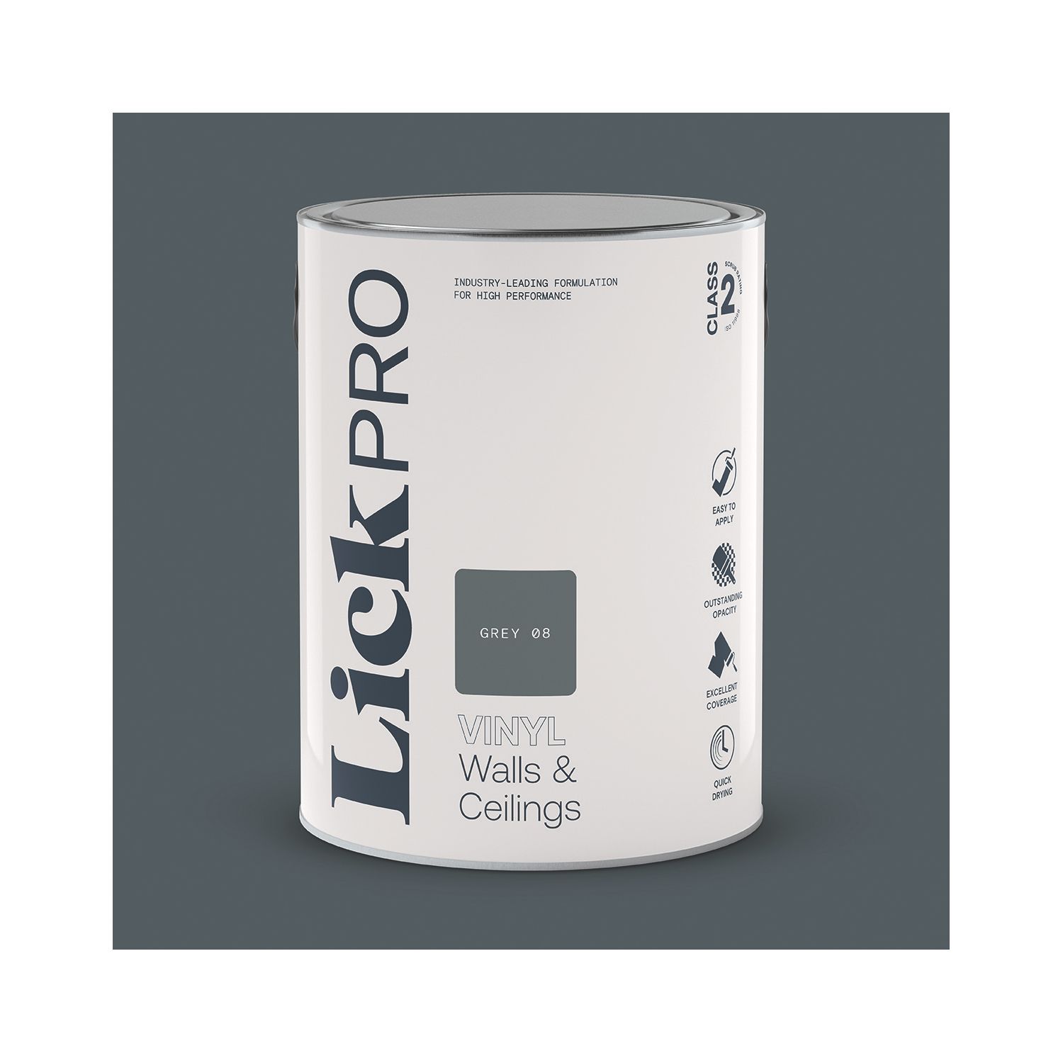 LickPro 5Ltr Grey 08 Vinyl Matt Emulsion Paint (369TM)