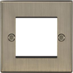 Knightsbridge Raised Square 2-Module Modular Faceplate Antique Brass