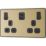 British General Evolve 13A 2-Gang SP Switched Socket + 3.25A 22W 2-Outlet Type C USB Charger Satin Brass with Black Inserts