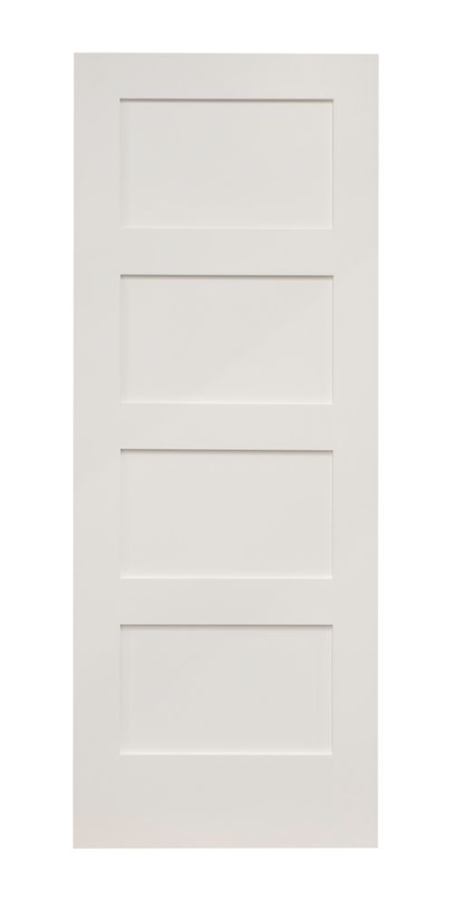 Primed White Wooden 4-Panel Shaker Internal Door 1981mm x 762mm - Screwfix