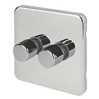 Schneider Electric Lisse Deco 2-Gang 2-Way LED Dimmer  Brushed Stainless Steel