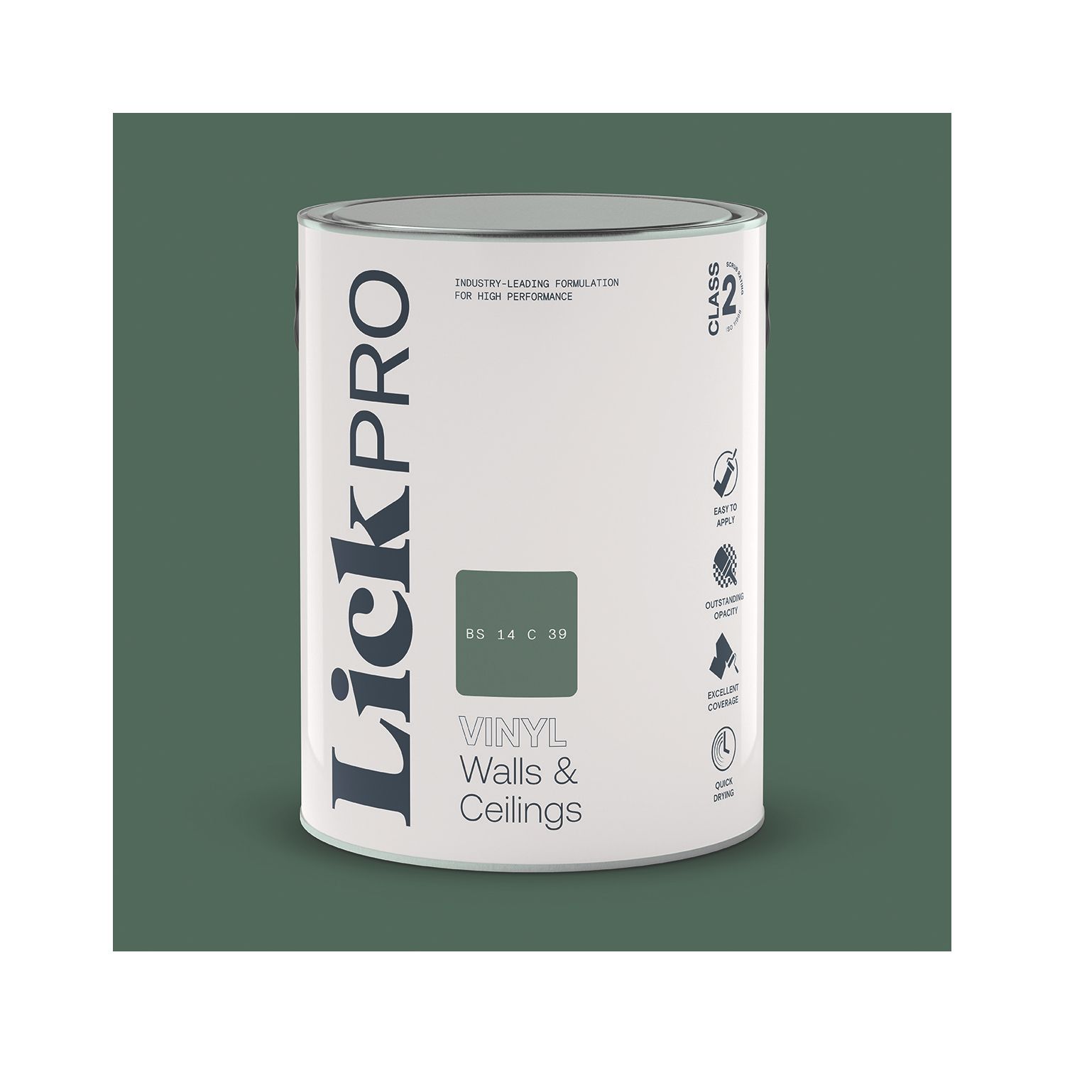 LickPro 5Ltr Green BS 14 C 39 Vinyl Matt Emulsion Paint (370TM)