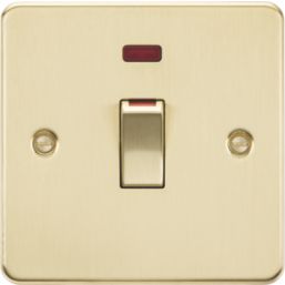 Knightsbridge  45A 1-Gang DP Control Switch Brushed Brass with LED