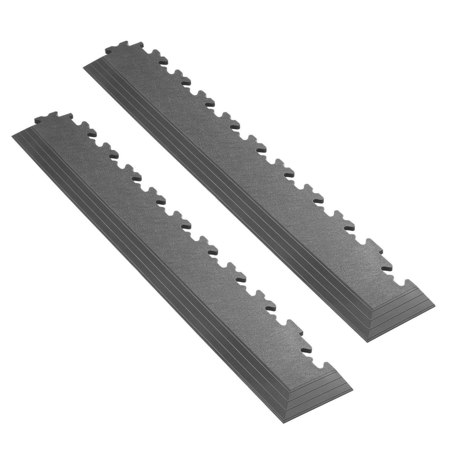 Garage Floor Tile Company X Joint Interlocking 5mm Floor Tile Corner Ramps Graphite 587mm x 90mm 2 Pack (370YU)