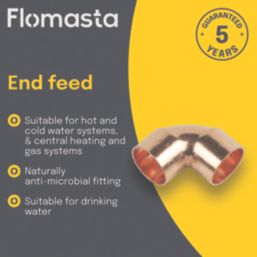 Flomasta  Copper End Feed Equal 90° Elbows 22mm 10 Pack