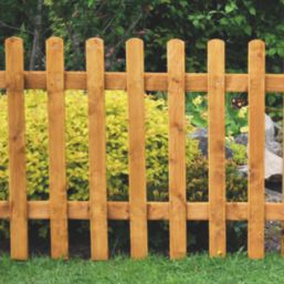 Forest Pale Picket  Fence Panels Golden Brown 6' x 3' Pack of 3